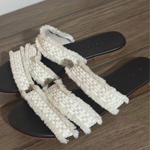 Rothy's Cream Textured Strap Sandals